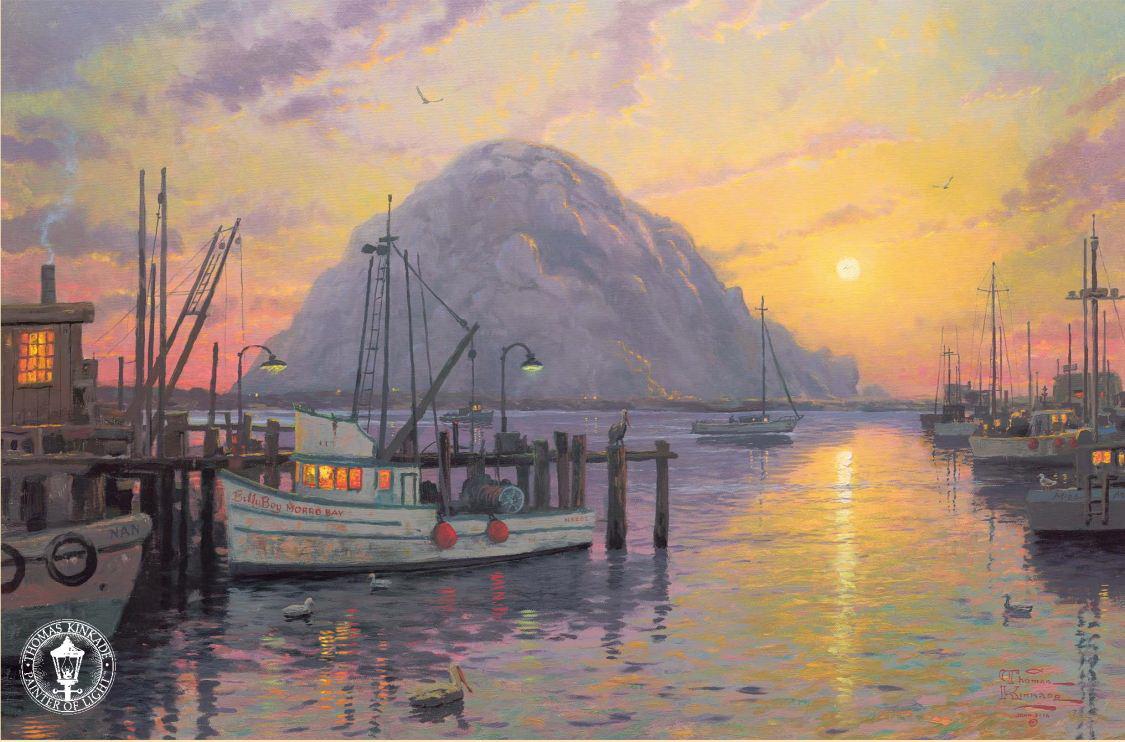Morro Bay au coucher du soleil Thomas Kinkade Peintures à l'huile